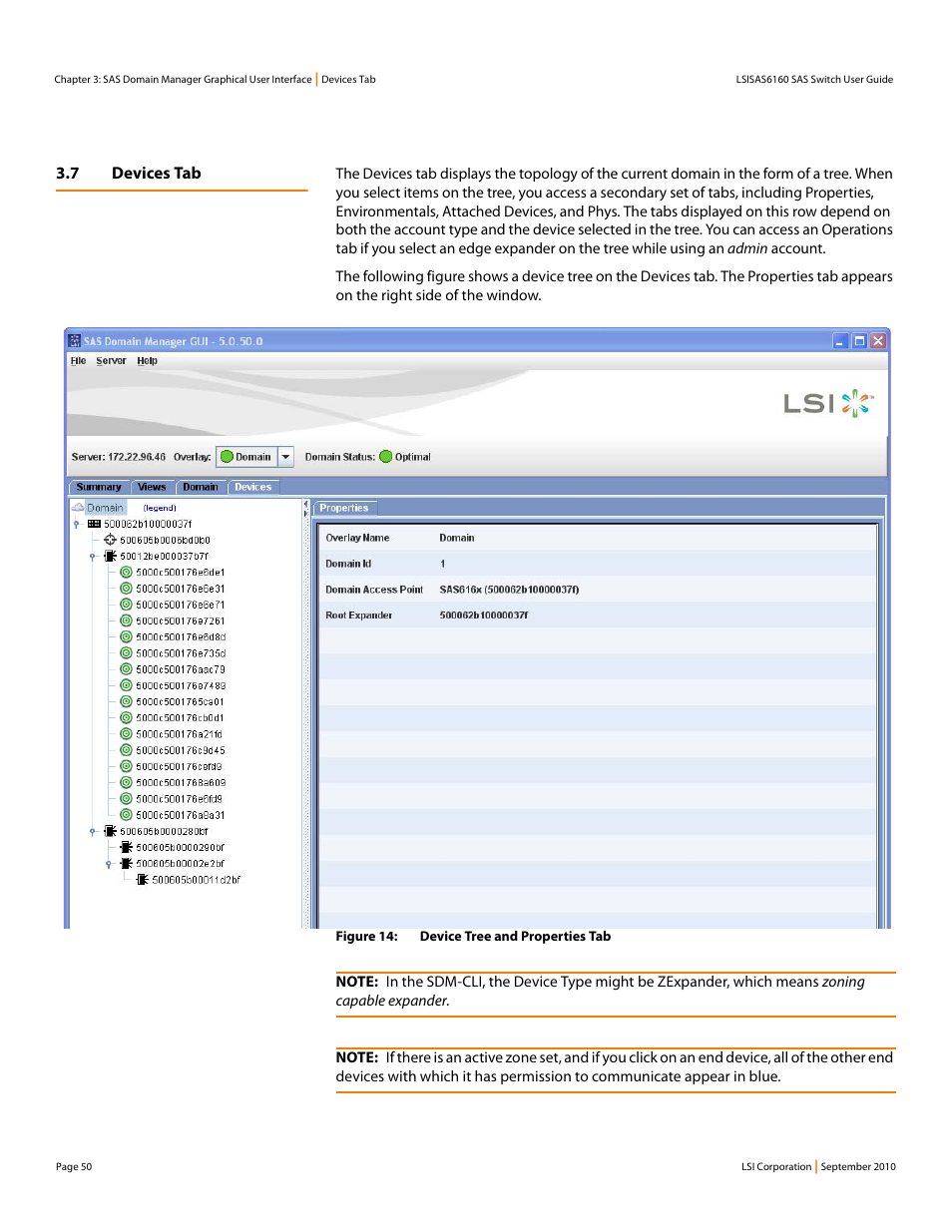 7 devices tab | LSI SAS6160 User Manual | Page 50 / 76