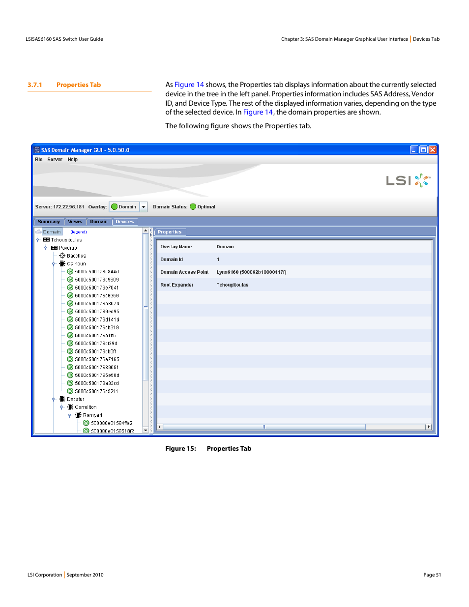 1 properties tab | LSI SAS6160 User Manual | Page 51 / 76