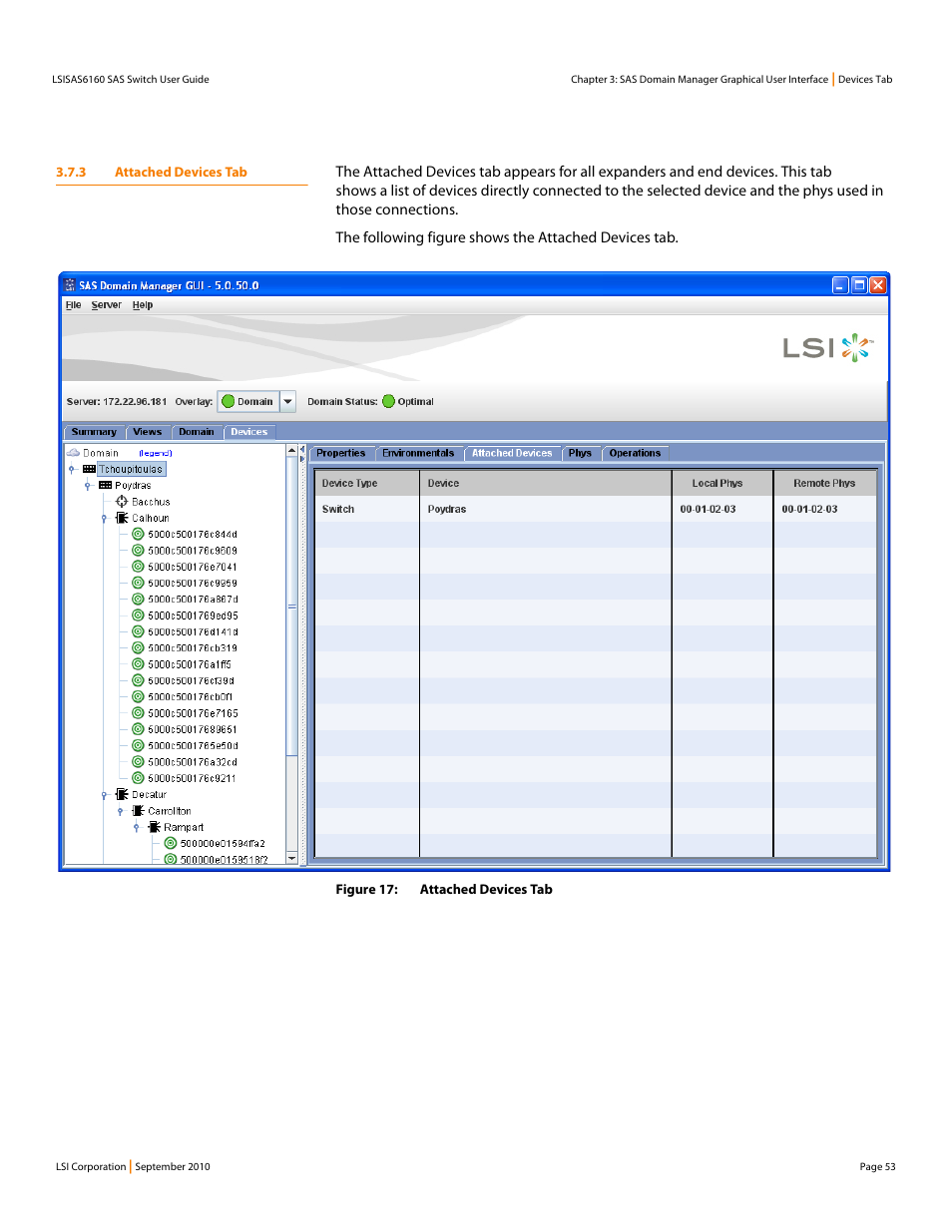 3 attached devices tab | LSI SAS6160 User Manual | Page 53 / 76