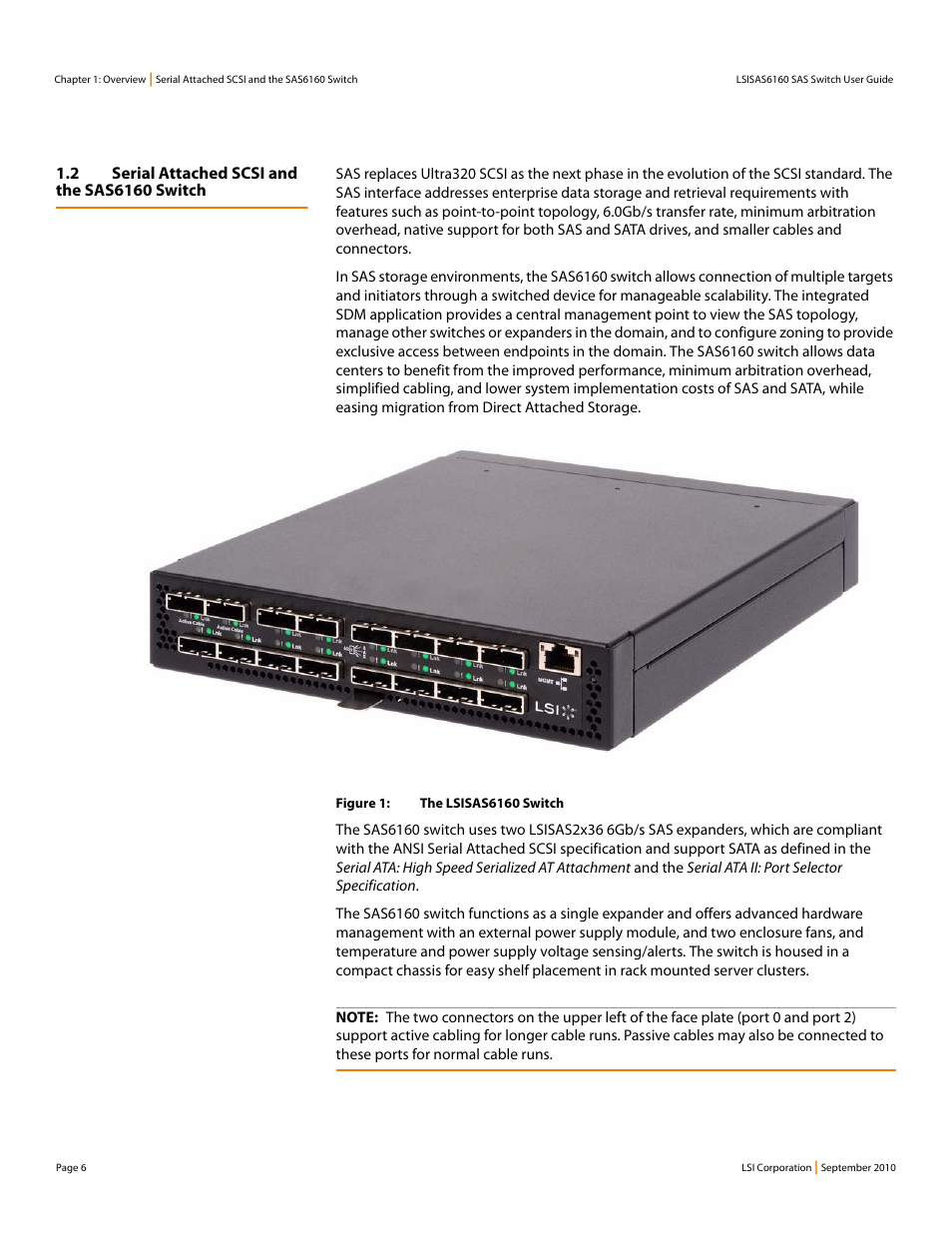 2 serial attached scsi and the sas6160 switch | LSI SAS6160 User Manual | Page 6 / 76