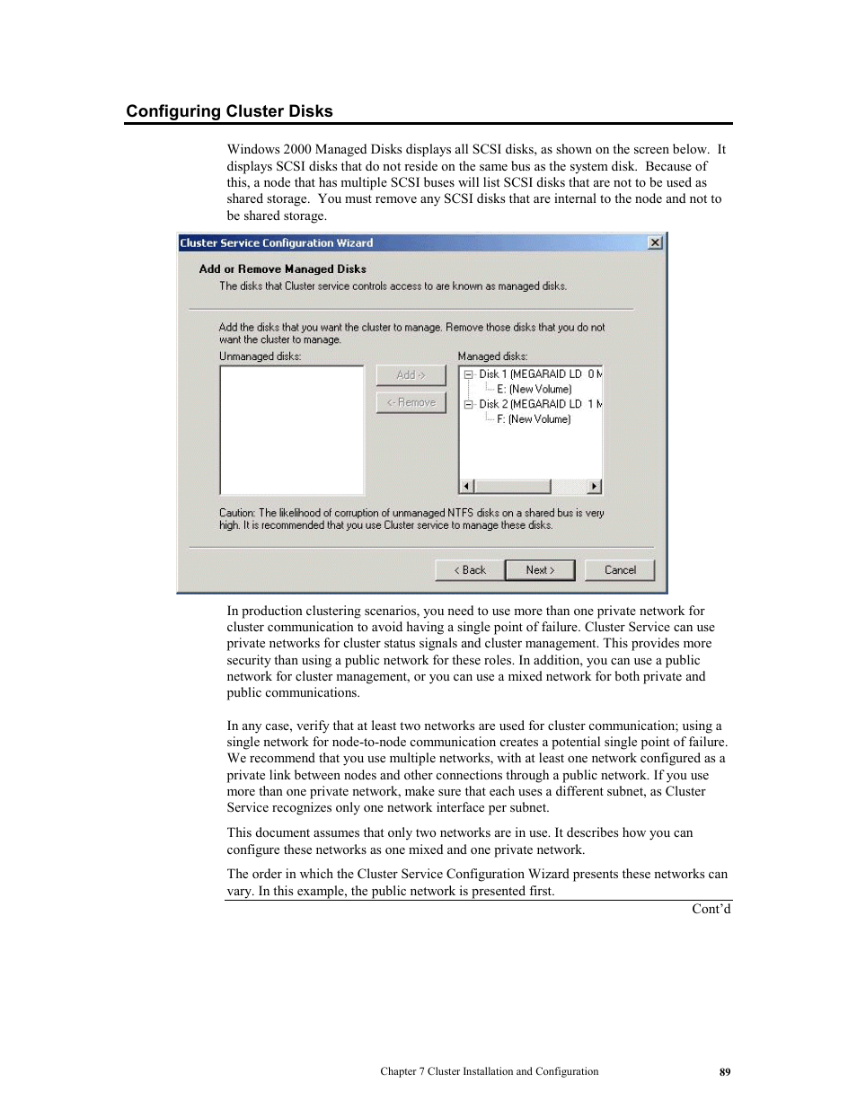 Configuring cluster disks | LSI MegaRAID Express 500 User Manual | Page 103 / 148