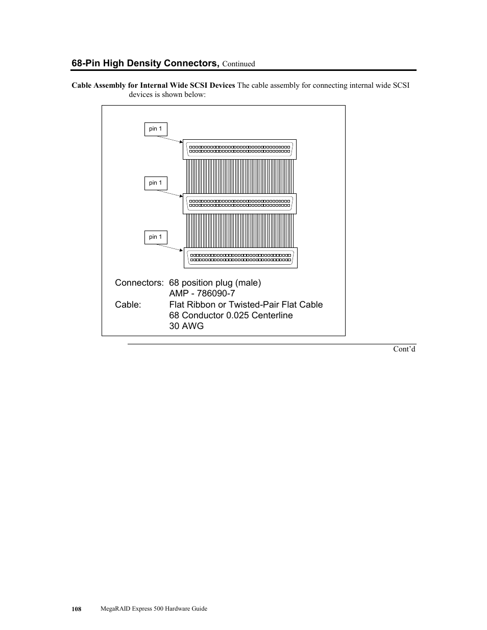 Pin high density connectors | LSI MegaRAID Express 500 User Manual | Page 122 / 148