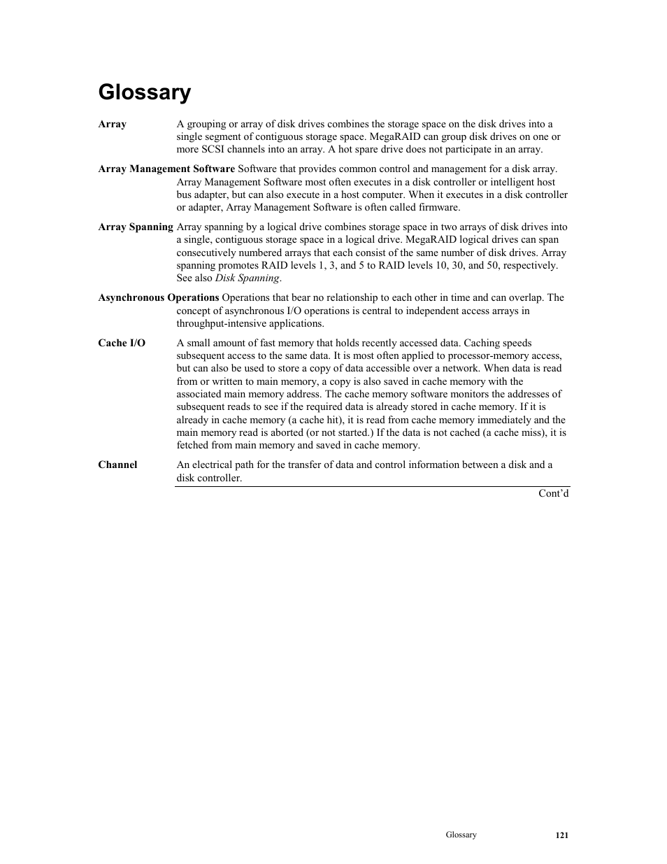 Glossary | LSI MegaRAID Express 500 User Manual | Page 135 / 148