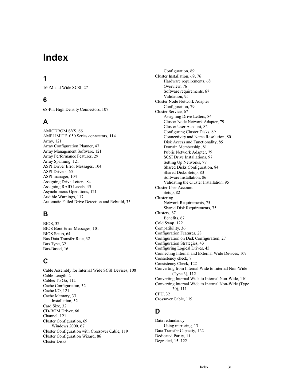 Index | LSI MegaRAID Express 500 User Manual | Page 145 / 148