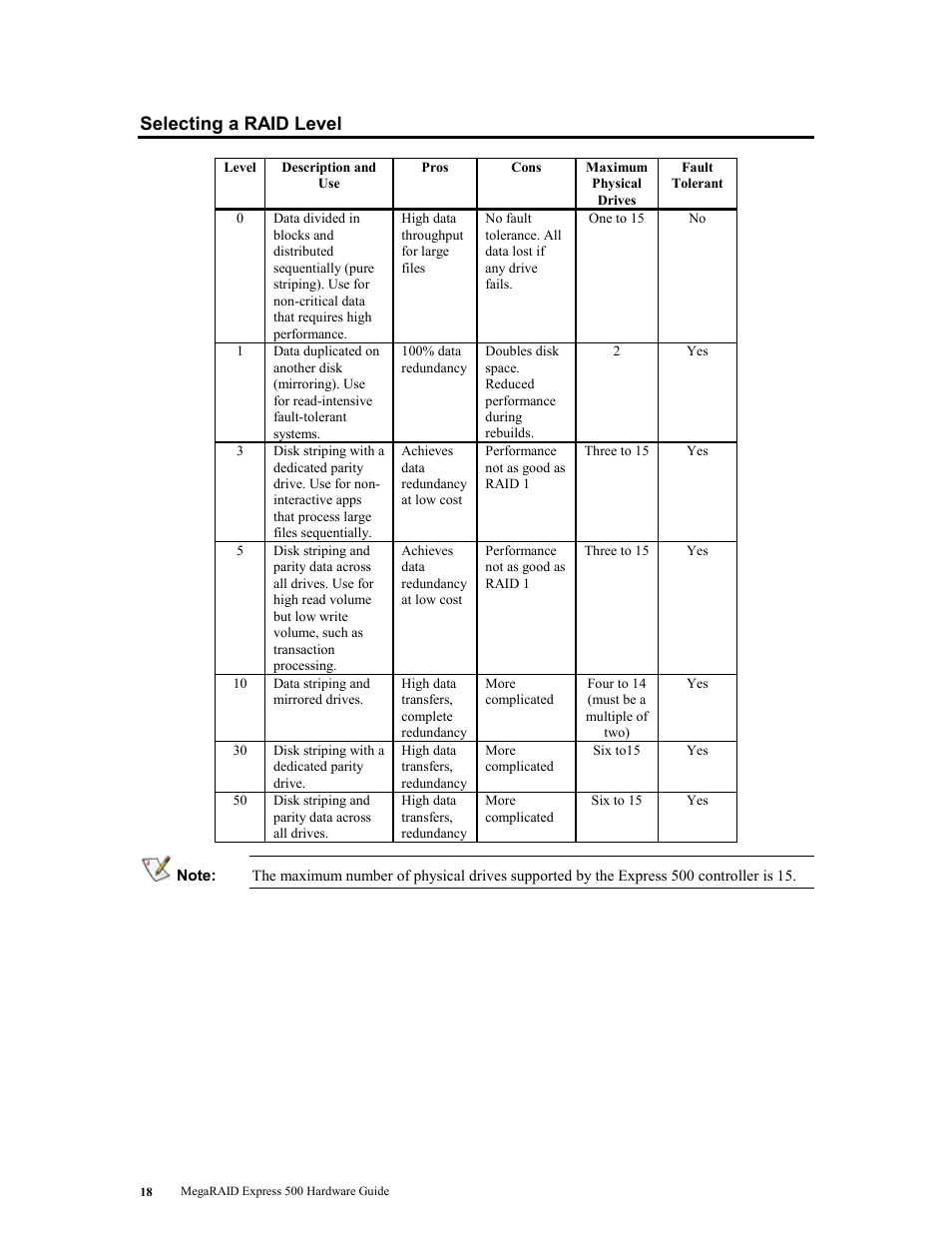 Selecting a raid level | LSI MegaRAID Express 500 User Manual | Page 32 / 148