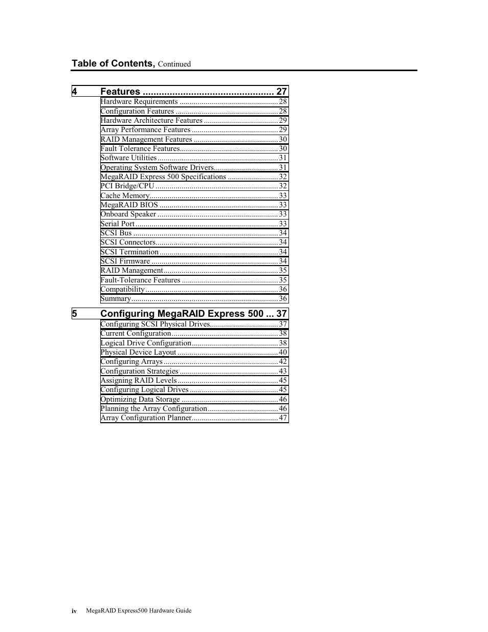 LSI MegaRAID Express 500 User Manual | Page 4 / 148