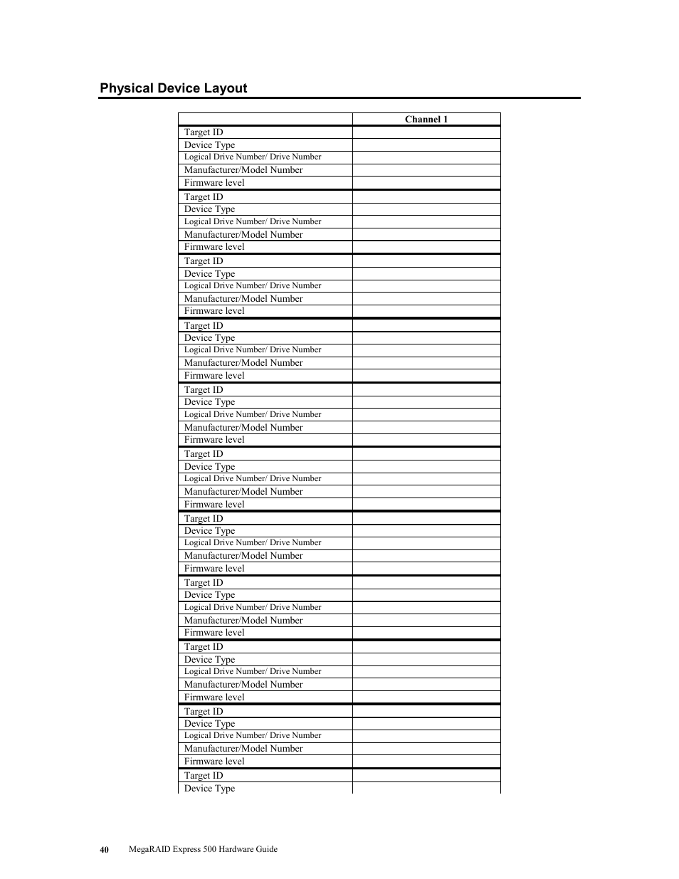 Physical device layout | LSI MegaRAID Express 500 User Manual | Page 54 / 148