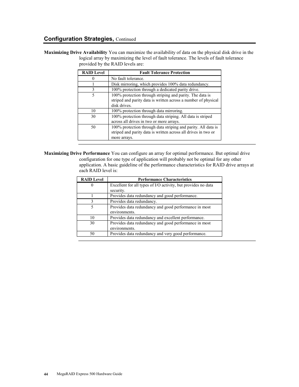 Configuration strategies | LSI MegaRAID Express 500 User Manual | Page 58 / 148