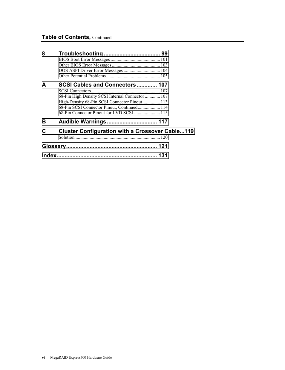 LSI MegaRAID Express 500 User Manual | Page 6 / 148