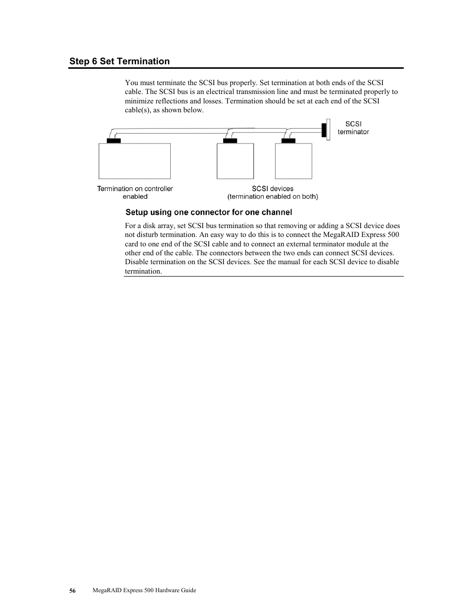 Step 6 set termination | LSI MegaRAID Express 500 User Manual | Page 70 / 148