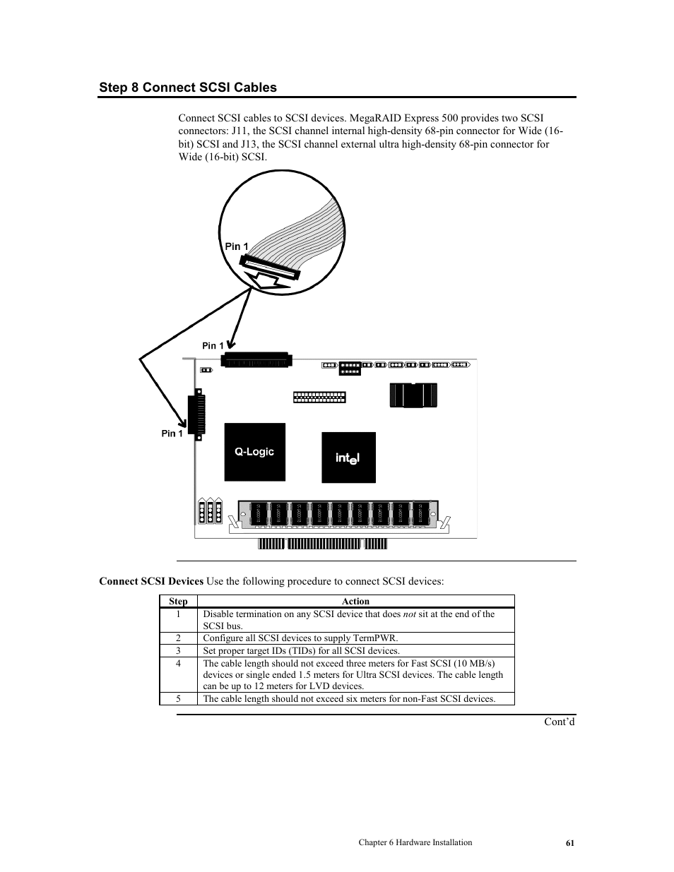 Step 8 connect scsi cables | LSI MegaRAID Express 500 User Manual | Page 75 / 148