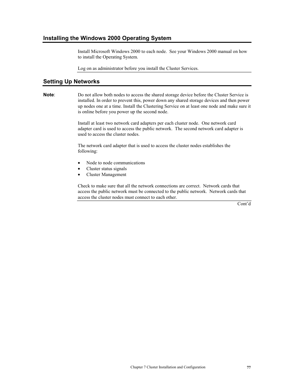 Installing the windows 2000 operating system, Setting up networks | LSI MegaRAID Express 500 User Manual | Page 91 / 148