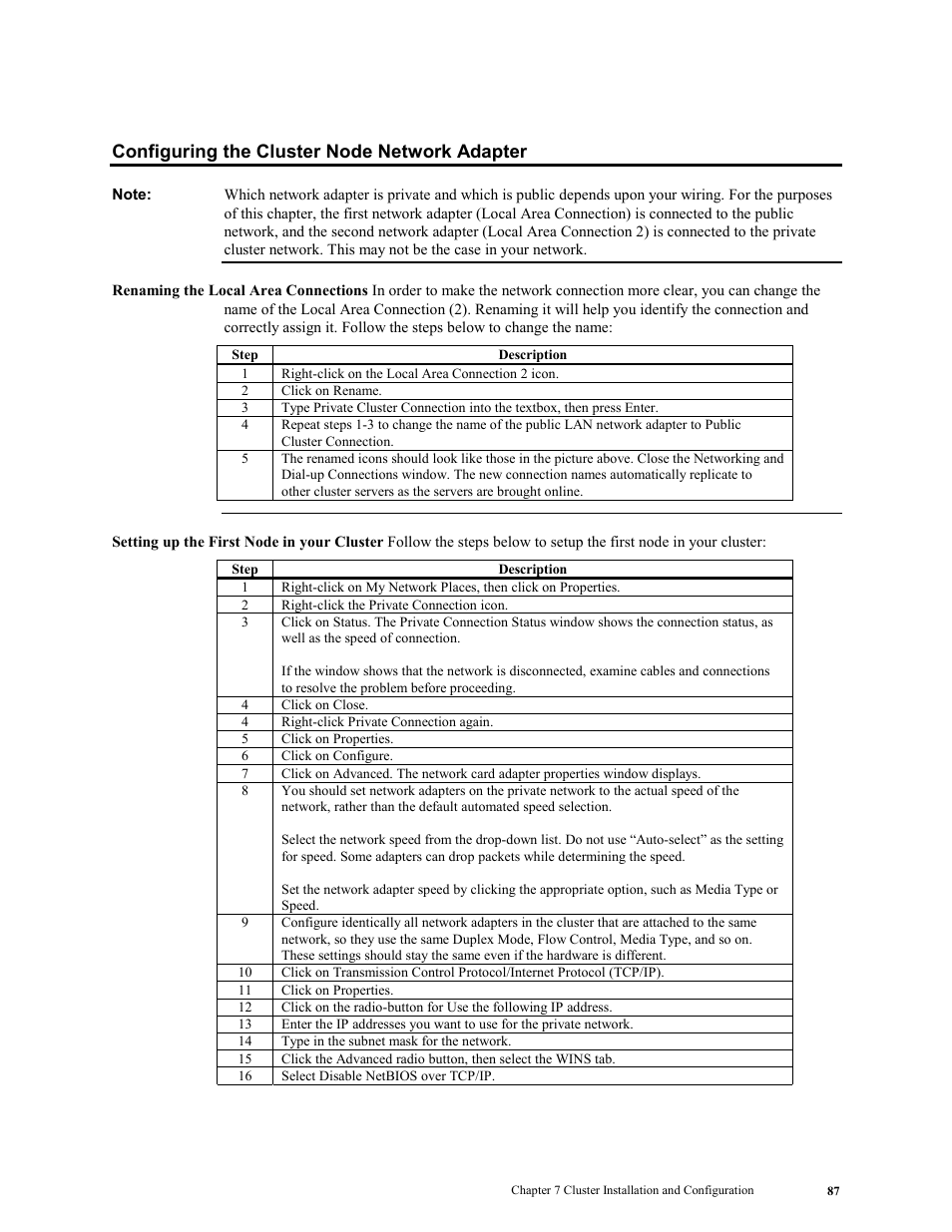 Configuring the cluster node network adapter | LSI MegaRAID Enterprise 1600 User Manual | Page 101 / 154