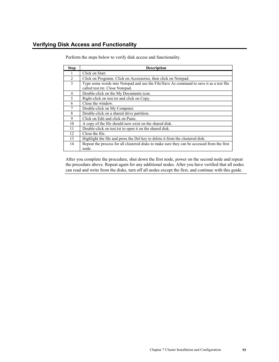 Verifying disk access and functionality | LSI MegaRAID Enterprise 1600 User Manual | Page 107 / 154