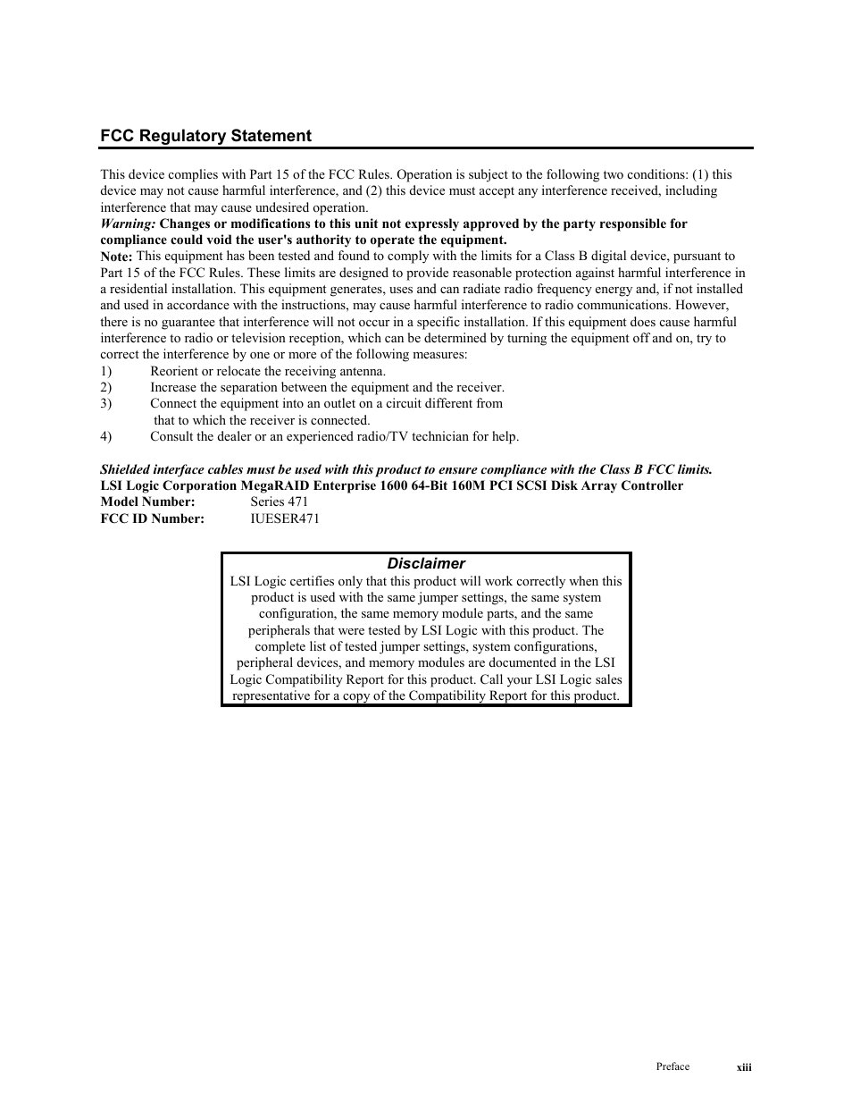 LSI MegaRAID Enterprise 1600 User Manual | Page 13 / 154