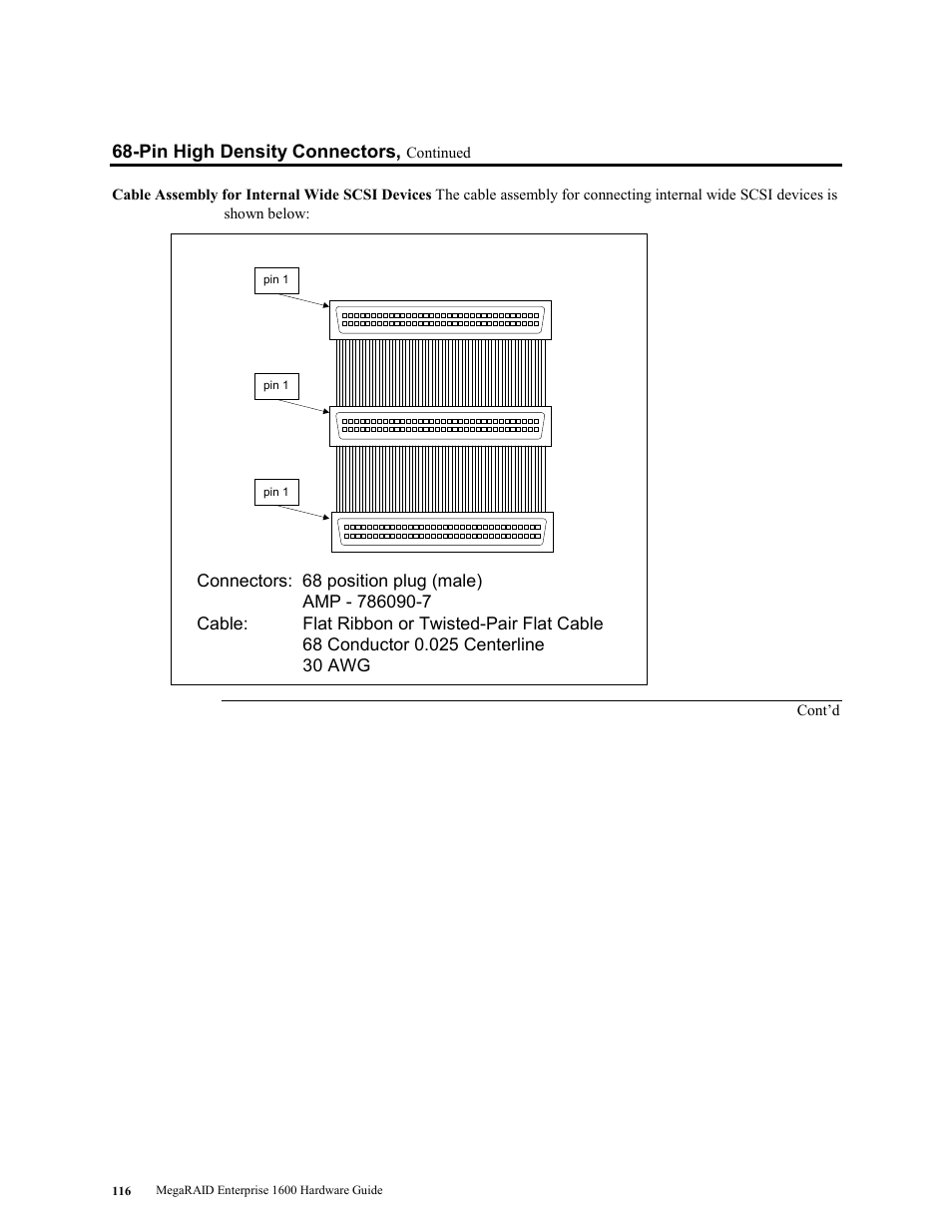 Pin high density connectors | LSI MegaRAID Enterprise 1600 User Manual | Page 130 / 154