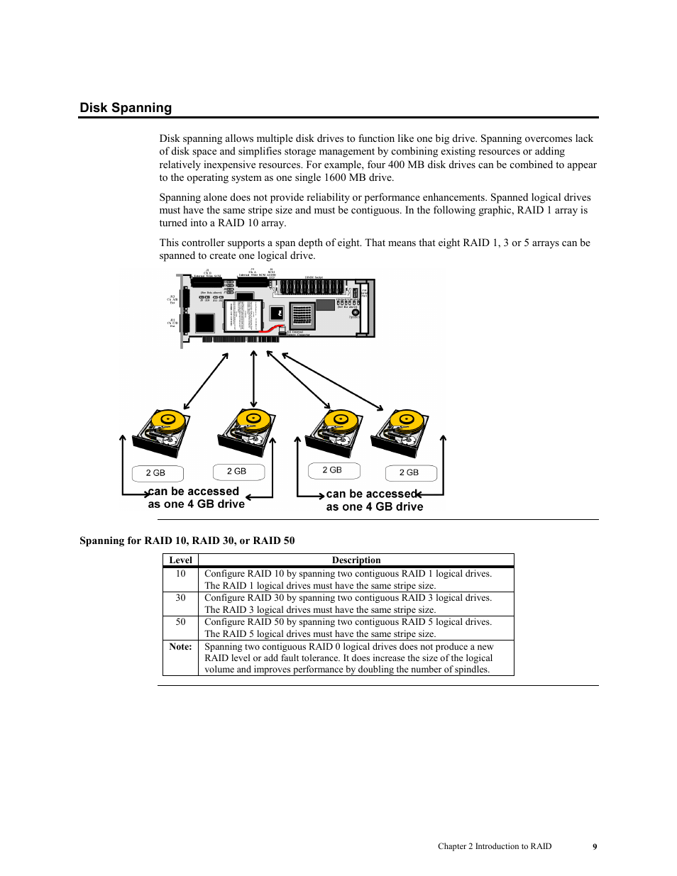 Disk spanning | LSI MegaRAID Enterprise 1600 User Manual | Page 23 / 154