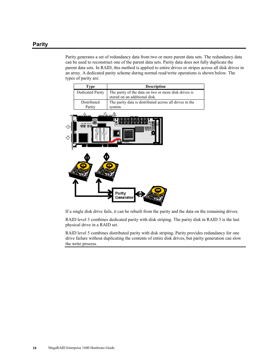 Parity | LSI MegaRAID Enterprise 1600 User Manual | Page 24 / 154