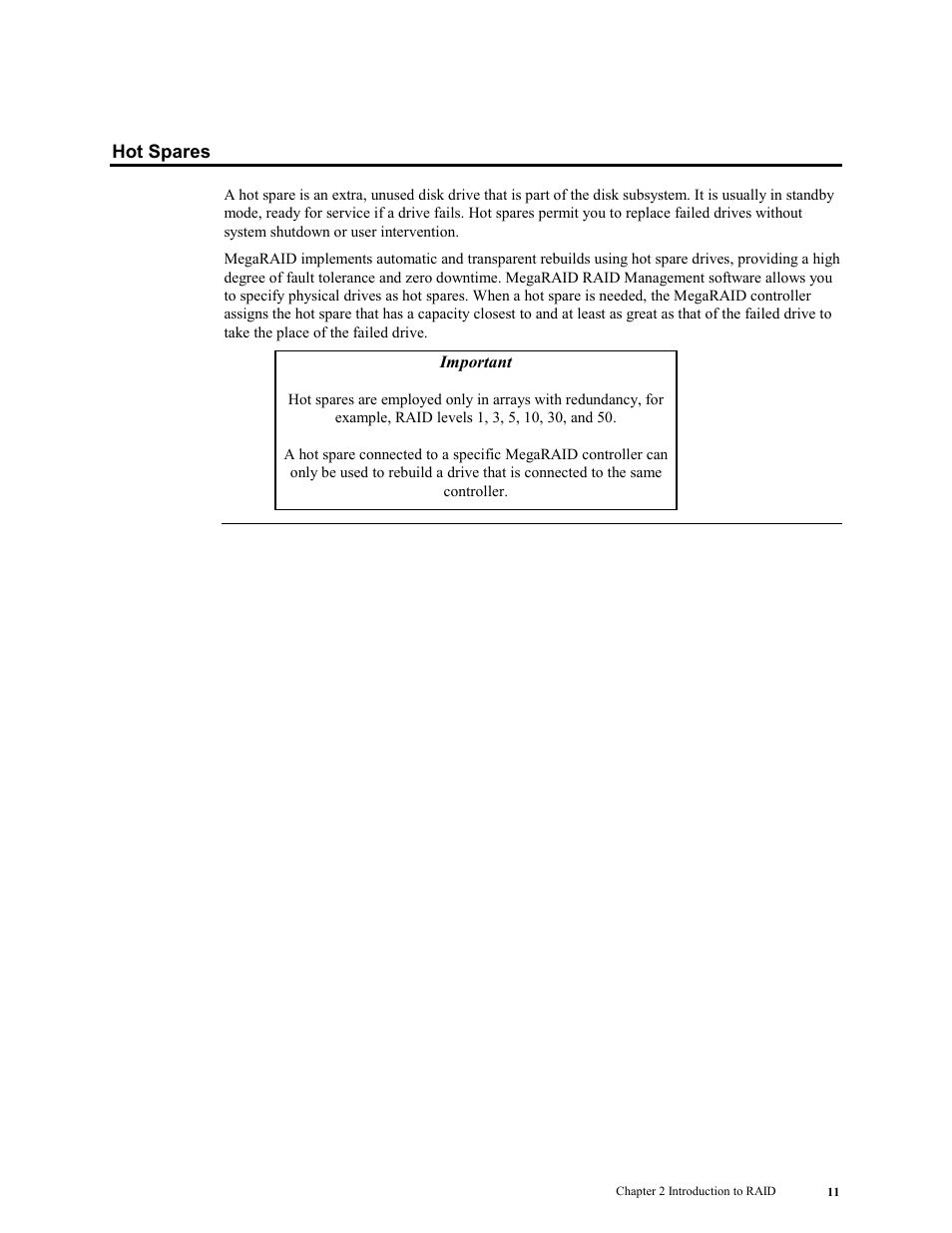 Hot spares | LSI MegaRAID Enterprise 1600 User Manual | Page 25 / 154