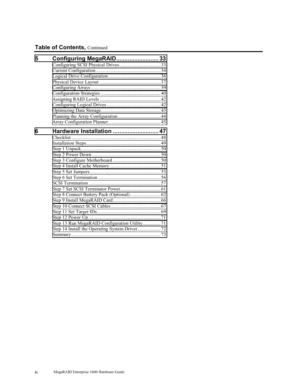 LSI MegaRAID Enterprise 1600 User Manual | Page 4 / 154