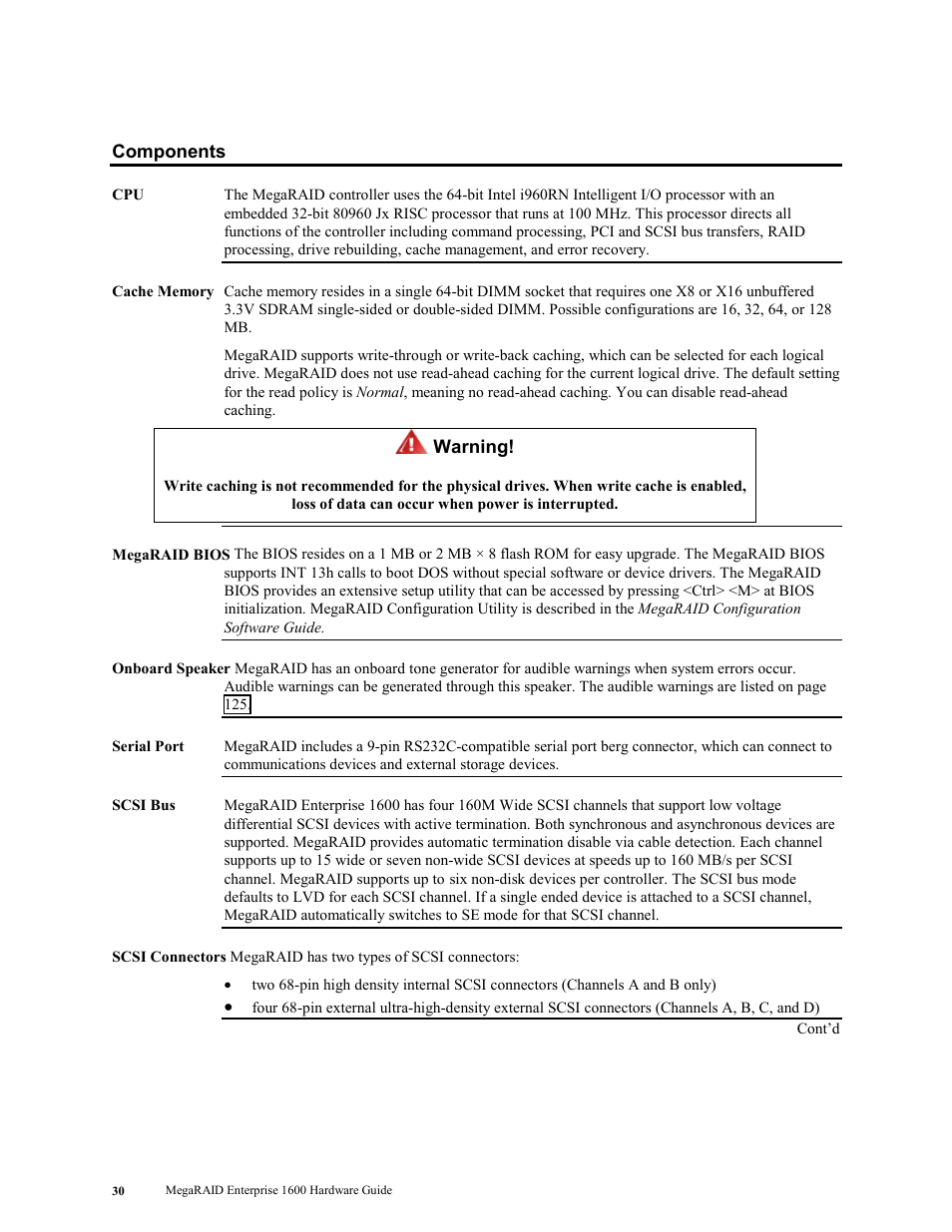 Components | LSI MegaRAID Enterprise 1600 User Manual | Page 44 / 154