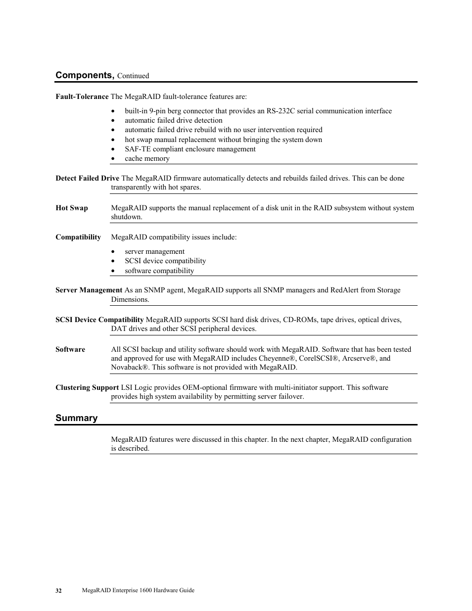 Summary | LSI MegaRAID Enterprise 1600 User Manual | Page 46 / 154