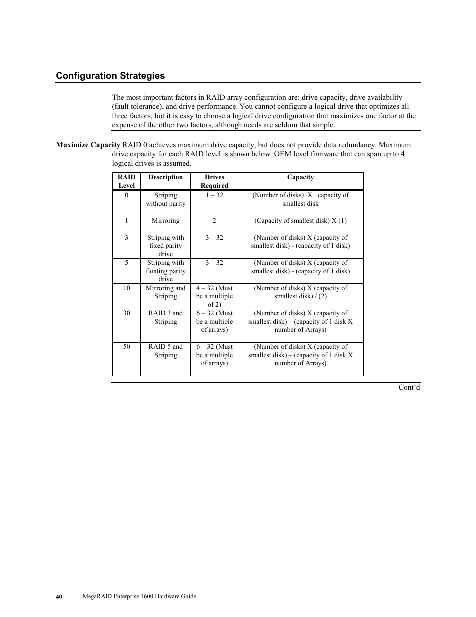 Configuration strategies | LSI MegaRAID Enterprise 1600 User Manual | Page 54 / 154