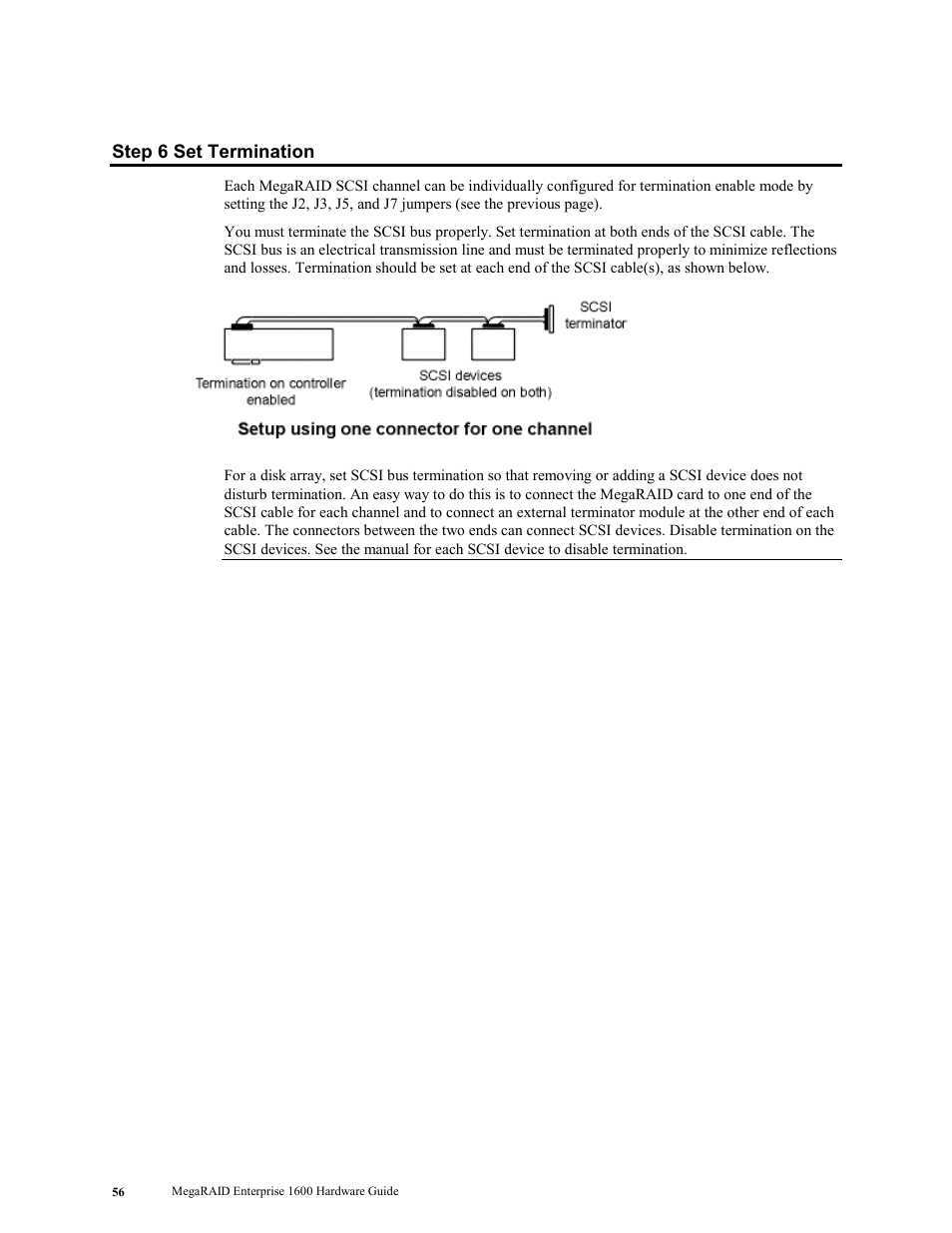 Step 6 set termination | LSI MegaRAID Enterprise 1600 User Manual | Page 70 / 154