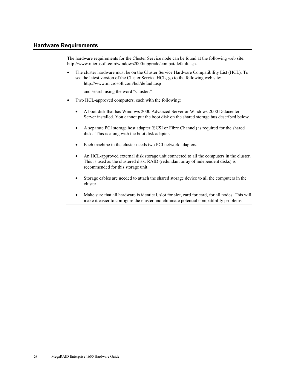 Hardware requirements | LSI MegaRAID Enterprise 1600 User Manual | Page 90 / 154