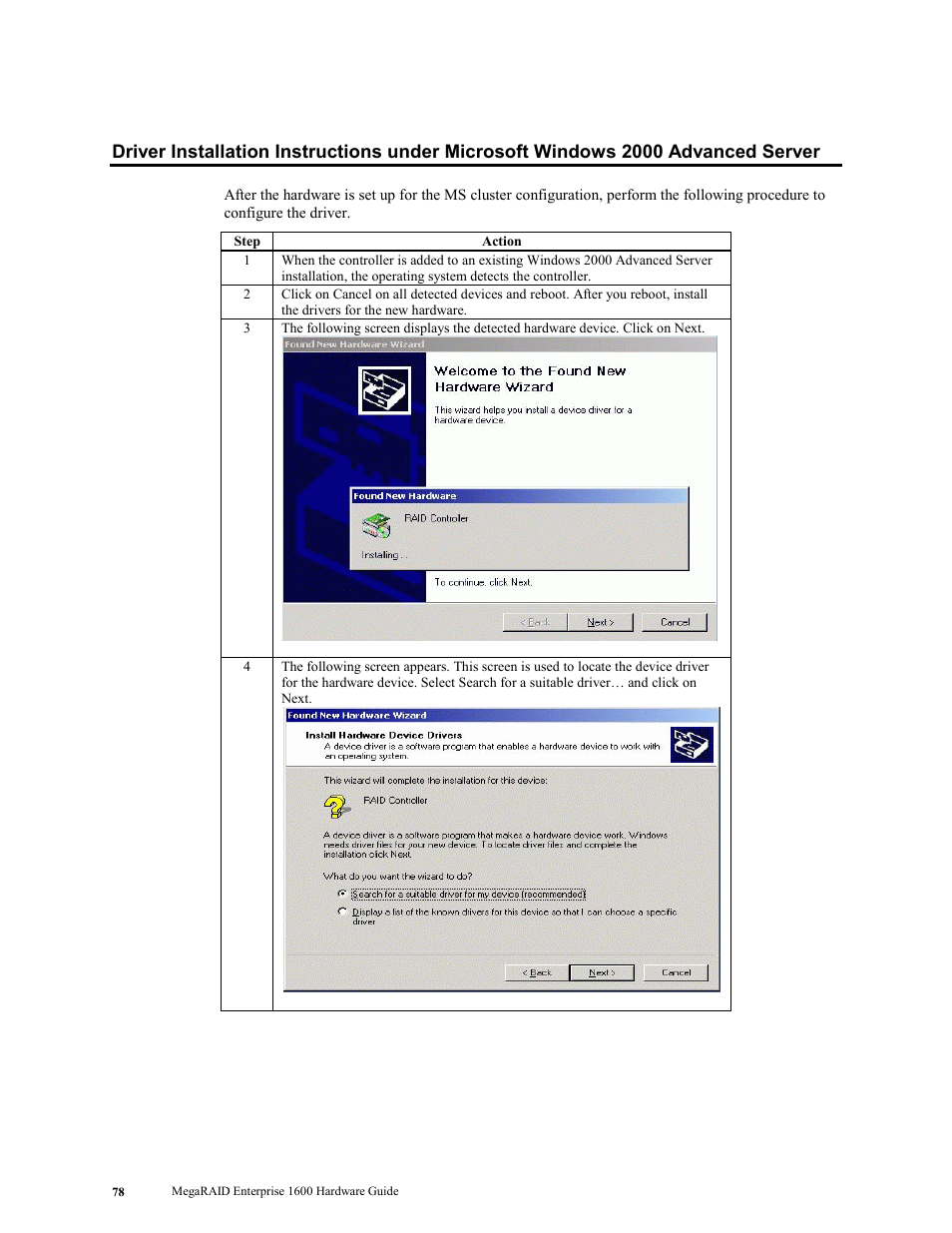 Windows 2000 advanced server | LSI MegaRAID Enterprise 1600 User Manual | Page 92 / 154