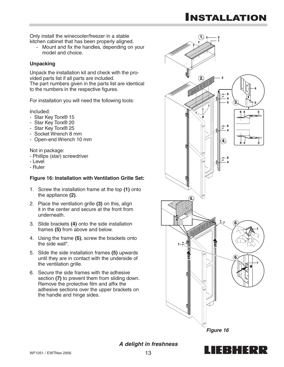 Nstallation, A delight in freshness | Liebherr WF1051 User Manual | Page 15 / 29