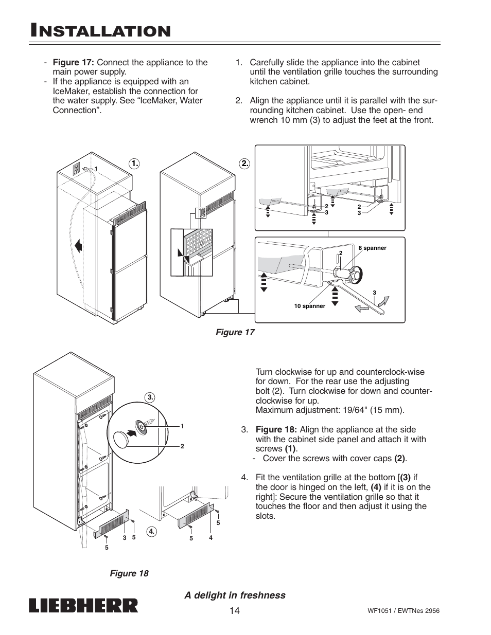 Nstallation | Liebherr WF1051 User Manual | Page 16 / 29