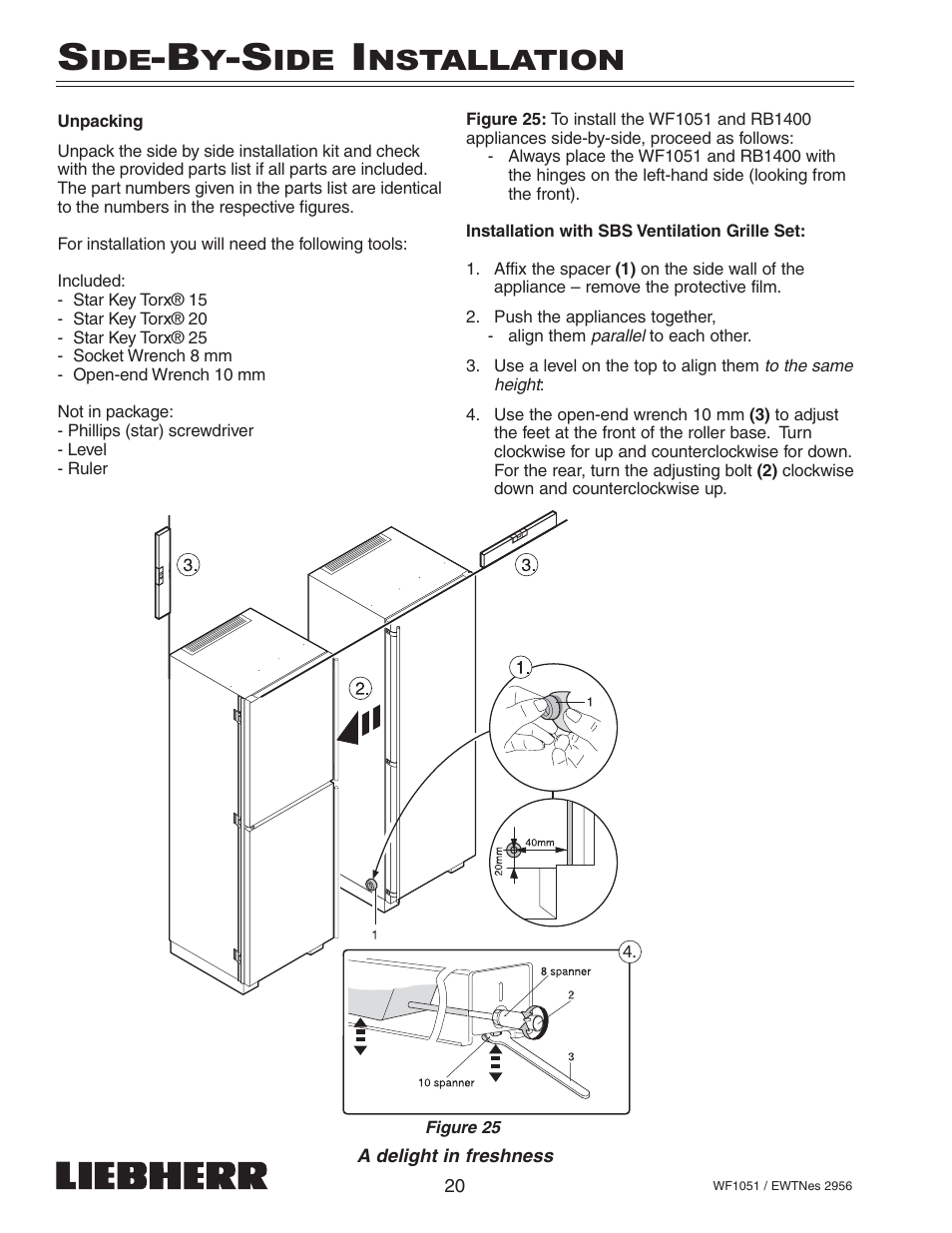 Nstallation | Liebherr WF1051 User Manual | Page 22 / 29