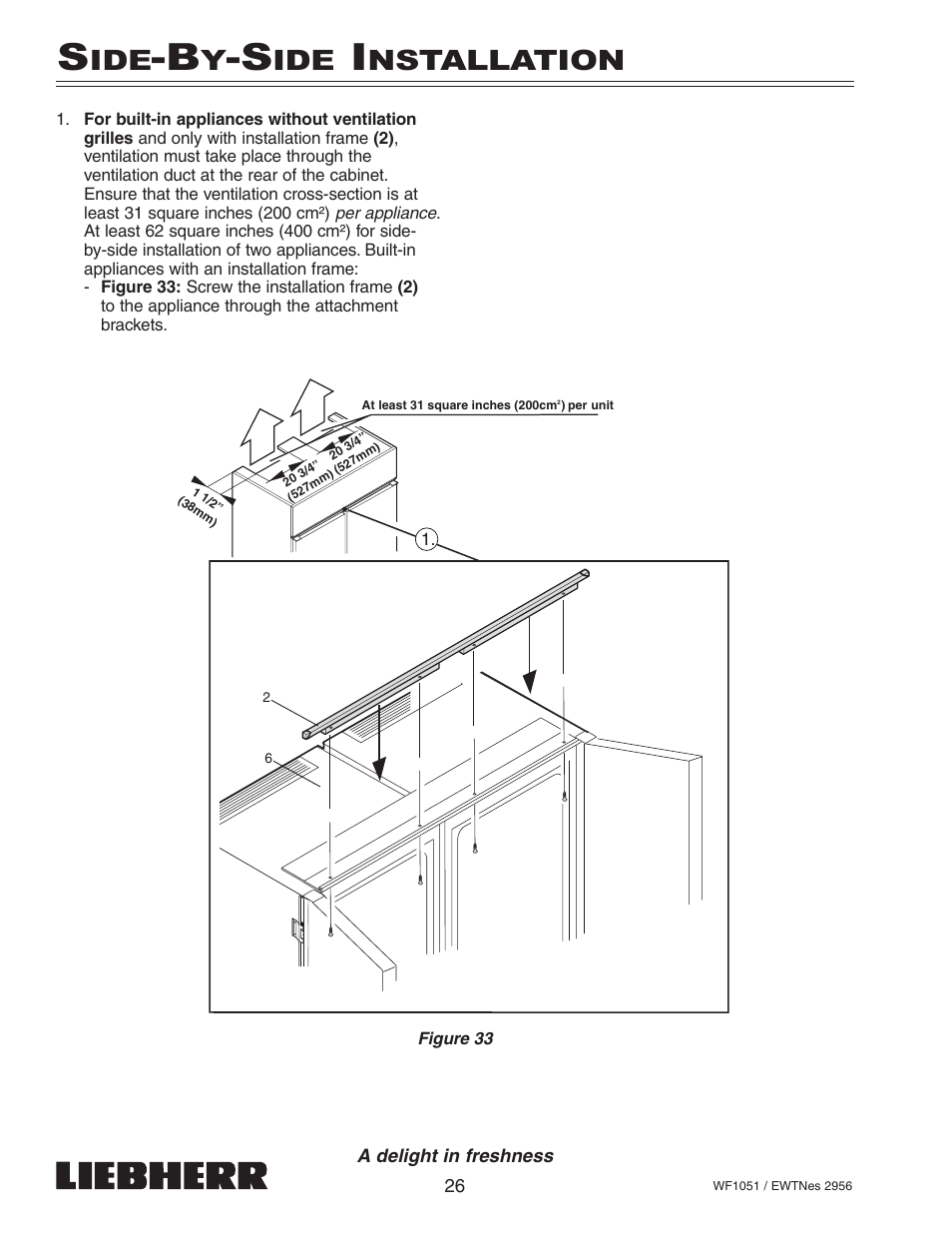 Nstallation | Liebherr WF1051 User Manual | Page 28 / 29