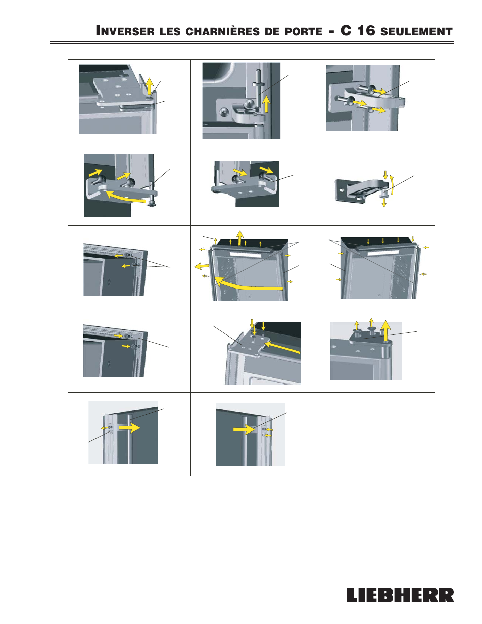 C 16, Nverser les charnières de porte, Seulement | Liebherr 7080 359-02 User Manual | Page 53 / 84