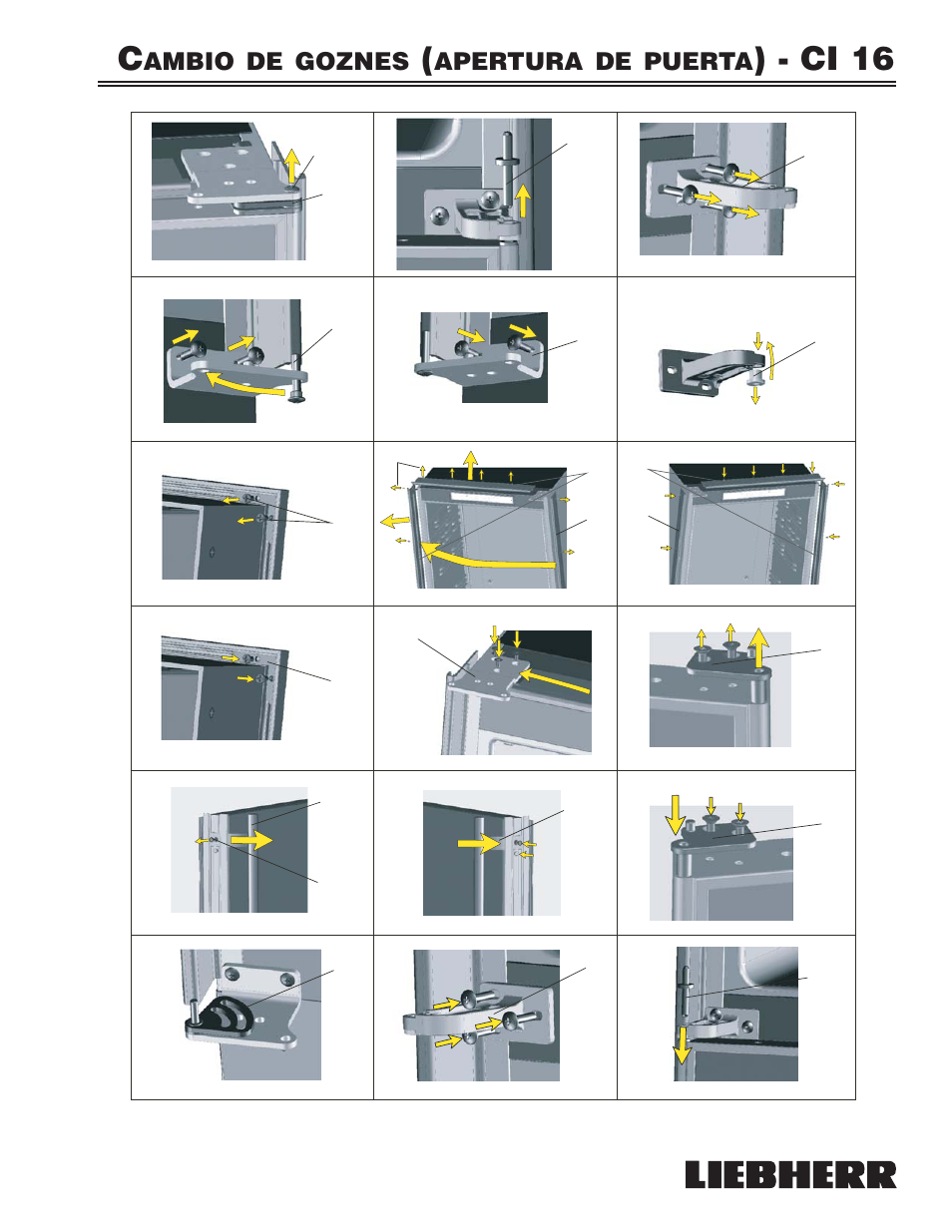 Ci 16, Ambio de goznes, Apertura de puerta | Liebherr 7080 359-02 User Manual | Page 77 / 84