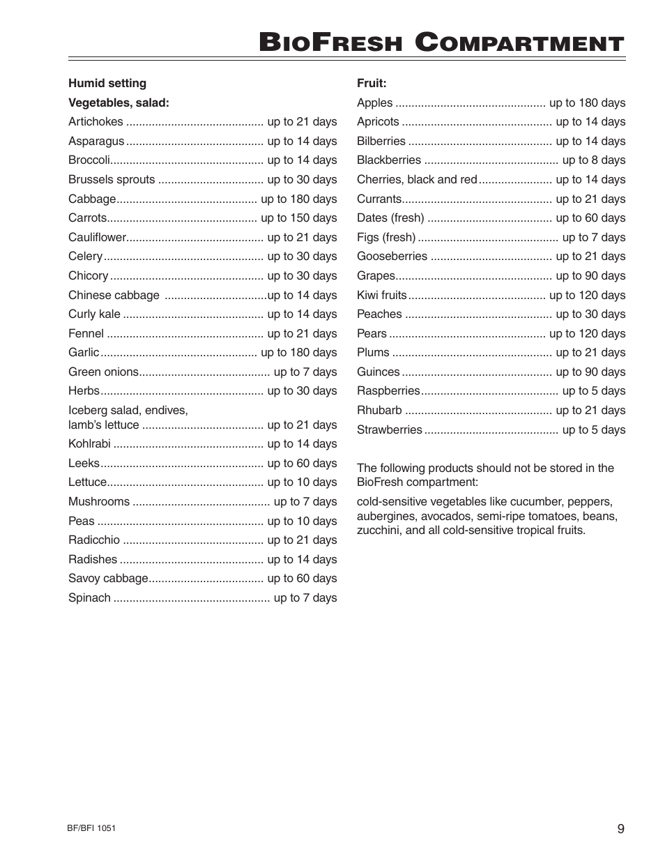 Resh, Ompartment | Liebherr BF/BFI 1051 User Manual | Page 13 / 23