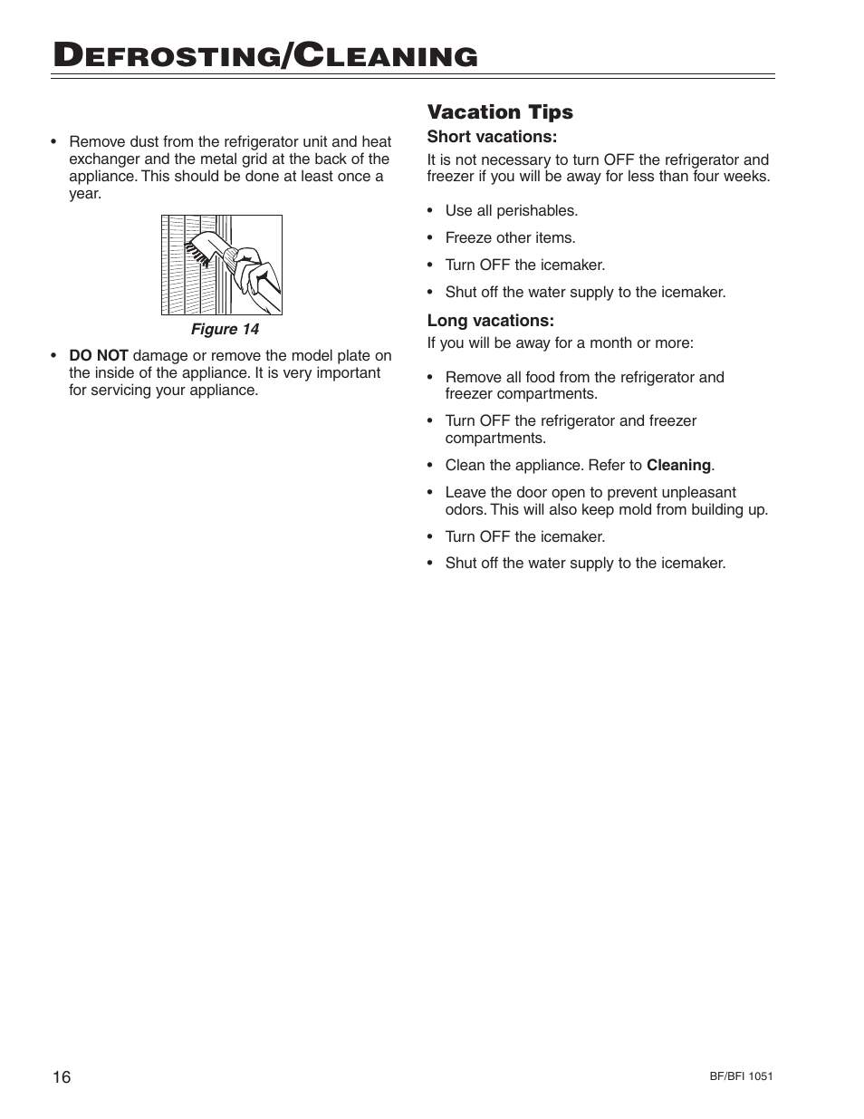 Efrosting, Leaning | Liebherr BF/BFI 1051 User Manual | Page 20 / 23