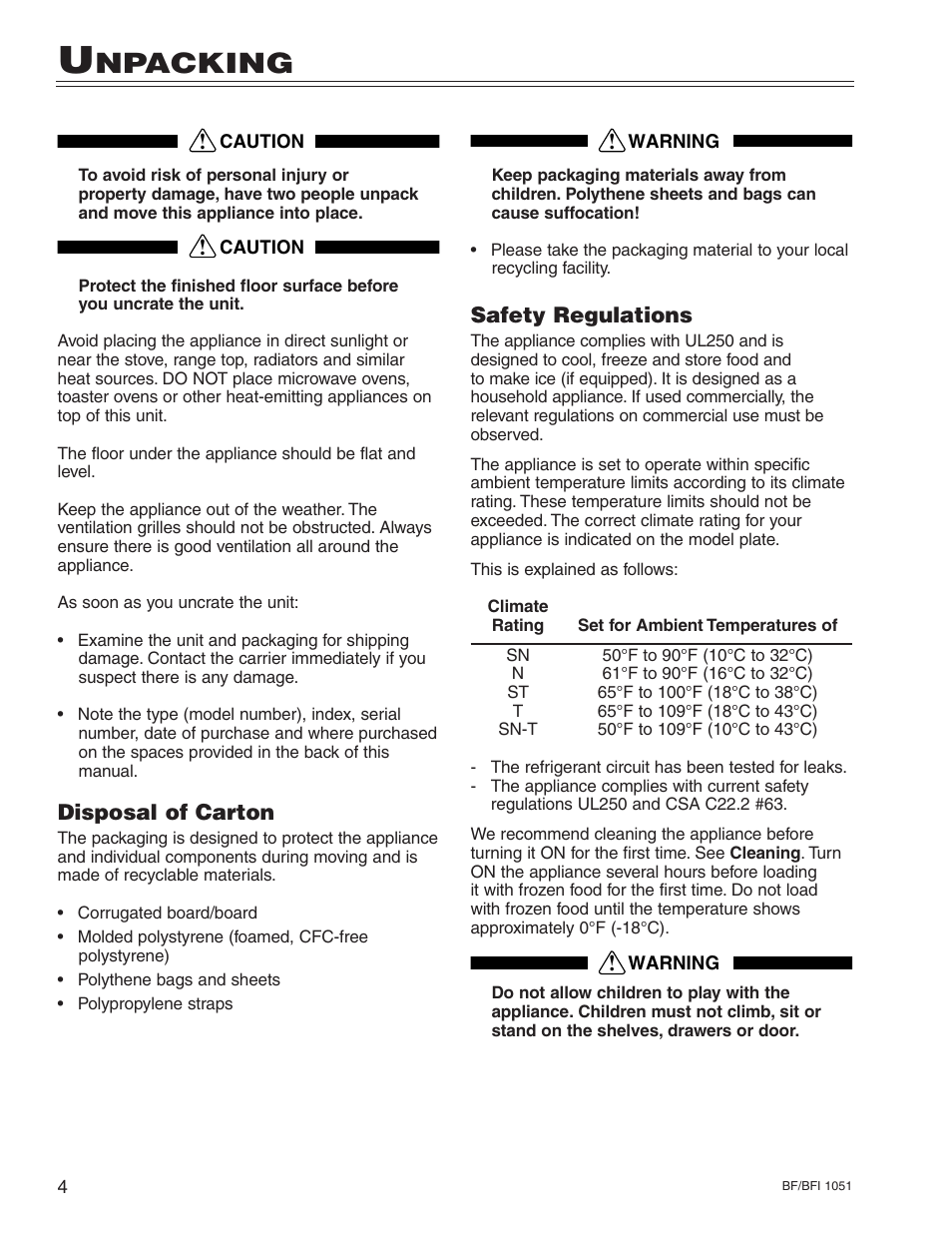 Npacking | Liebherr BF/BFI 1051 User Manual | Page 8 / 23