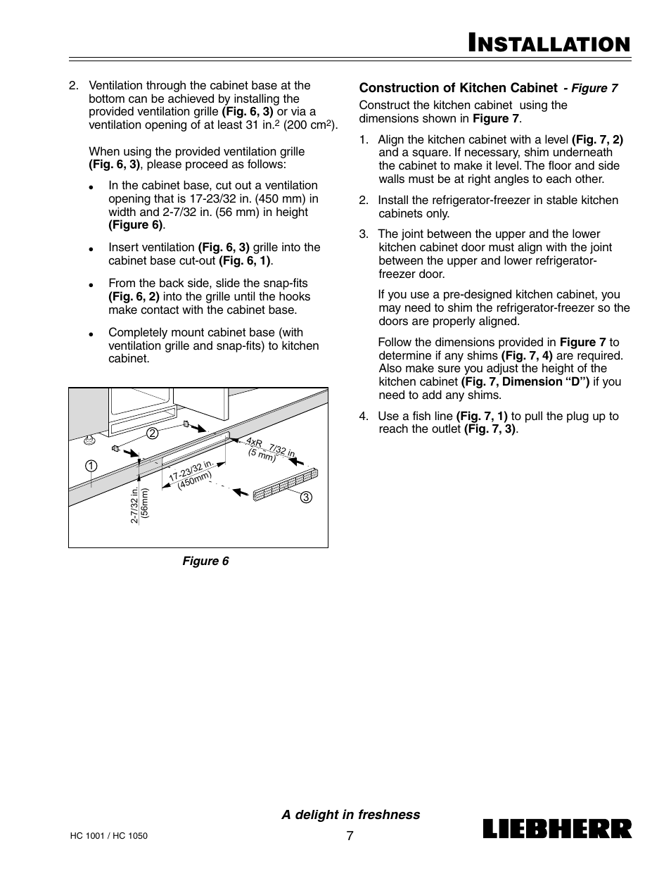 Nstallation | Liebherr HC1050 User Manual | Page 12 / 39