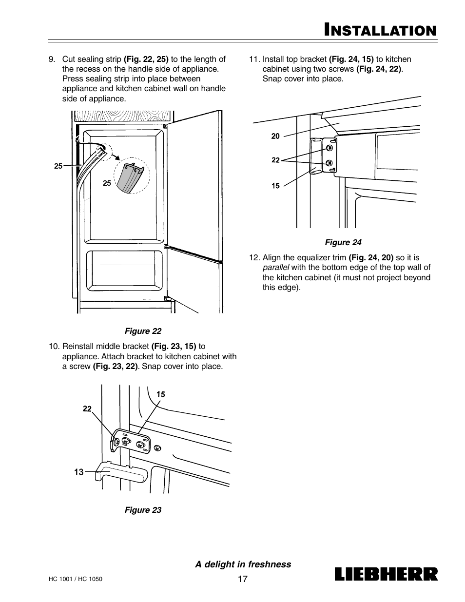 Nstallation | Liebherr HC1050 User Manual | Page 22 / 39
