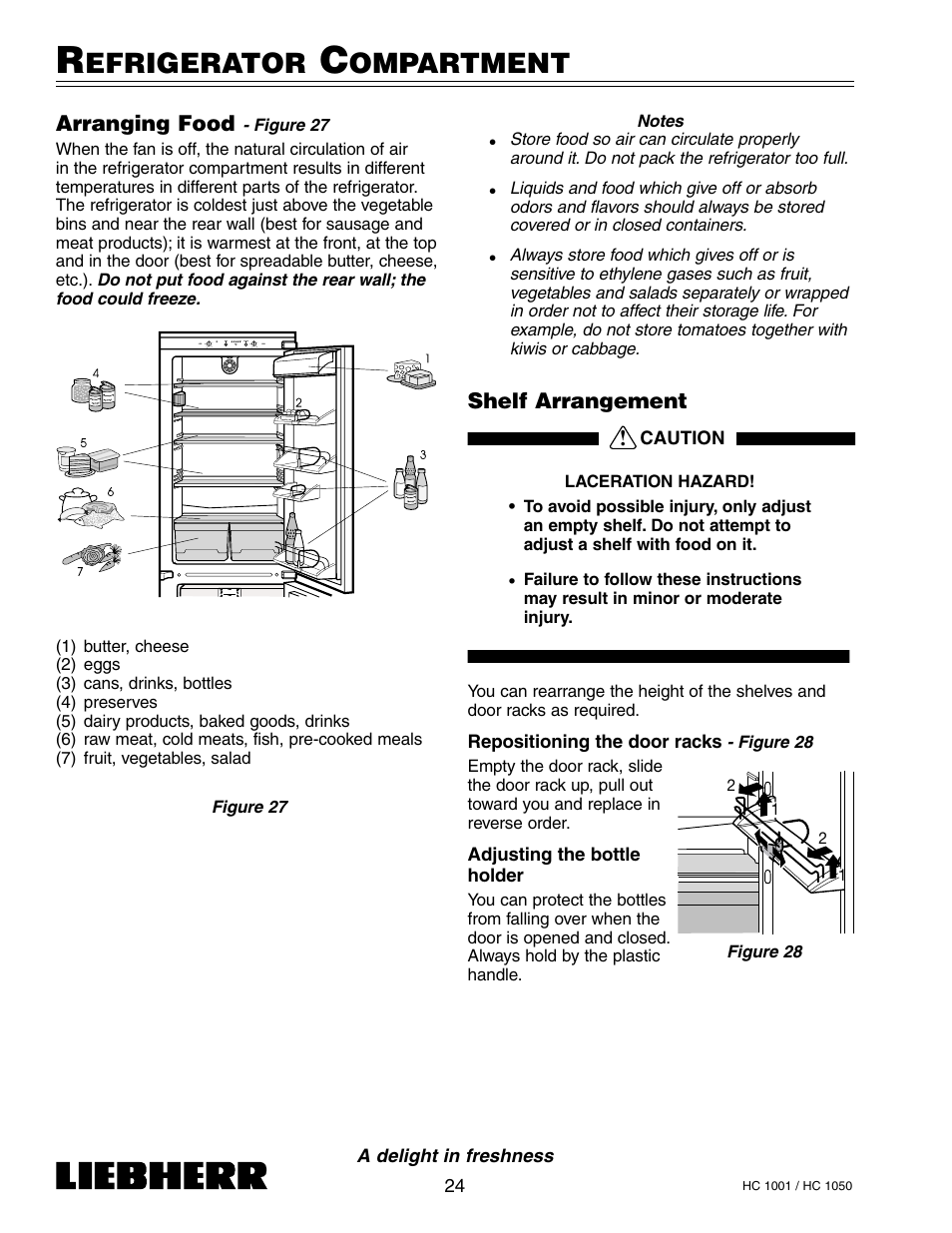 Efrigerator, Ompartment | Liebherr HC1050 User Manual | Page 29 / 39