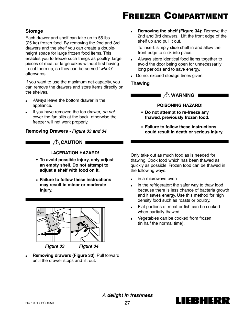 Reezer, Ompartment | Liebherr HC1050 User Manual | Page 32 / 39