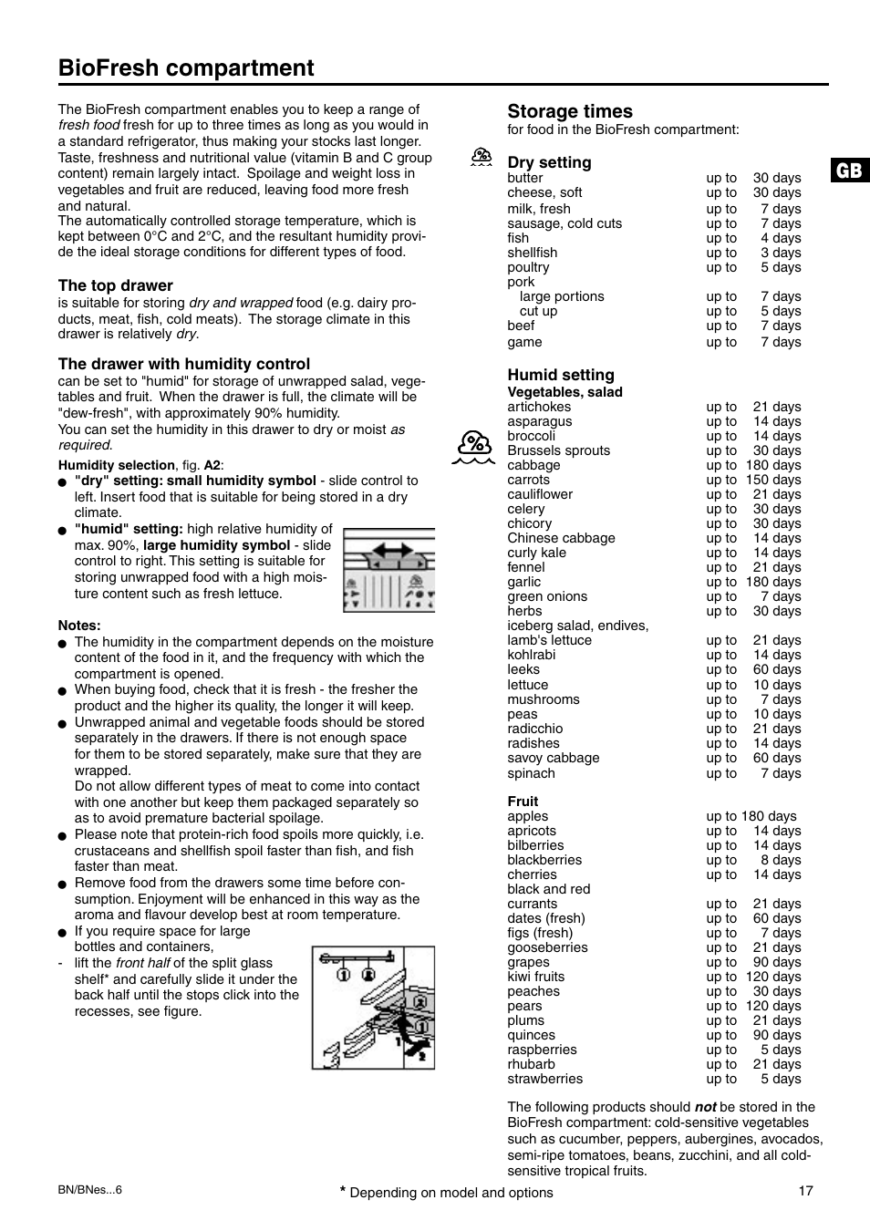Biofresh compartment, Storage times | Liebherr 7082 218-03 User Manual | Page 16 / 38