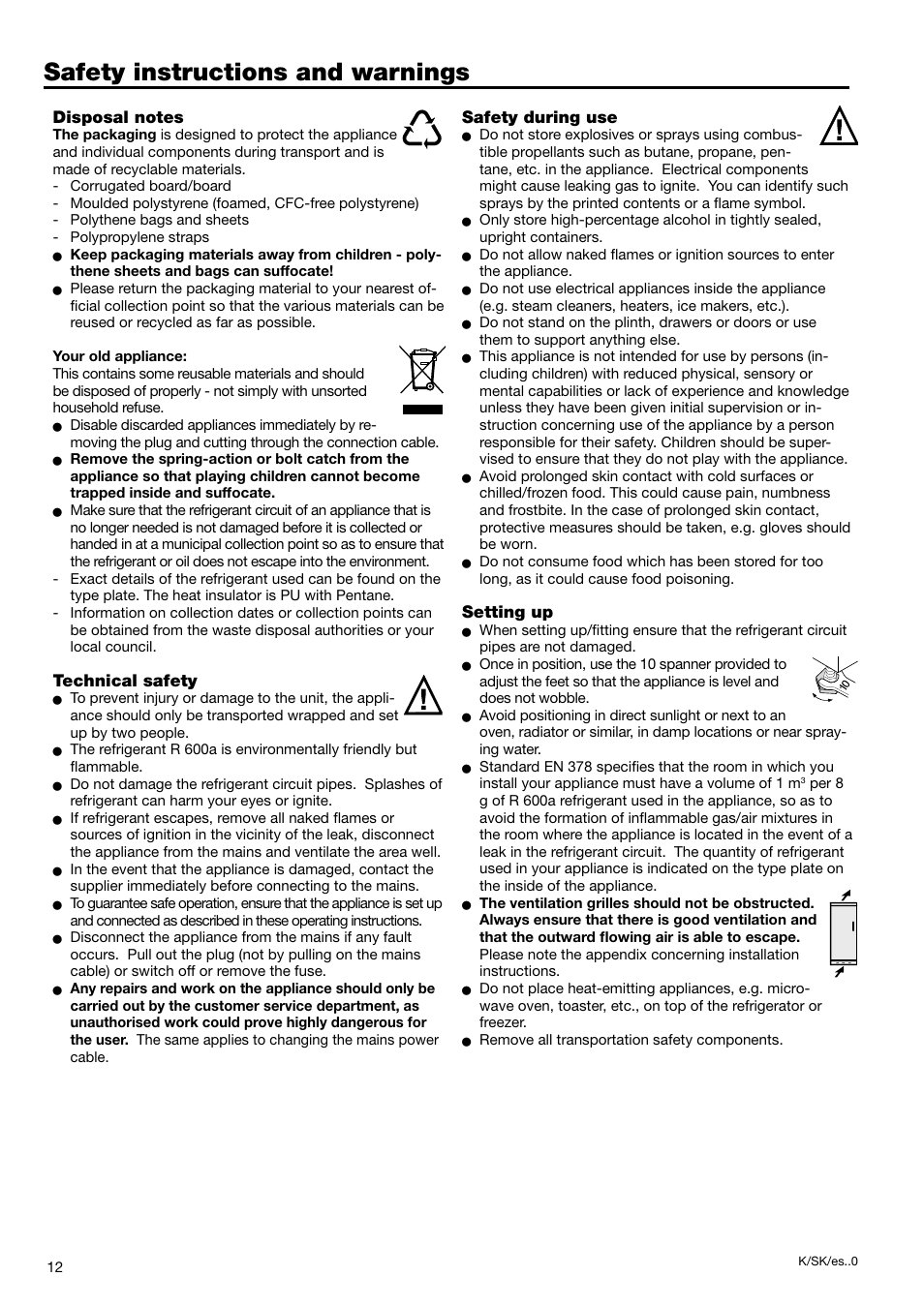 Safety instructions and warnings | Liebherr 7082 218-03 User Manual | Page 4 / 38