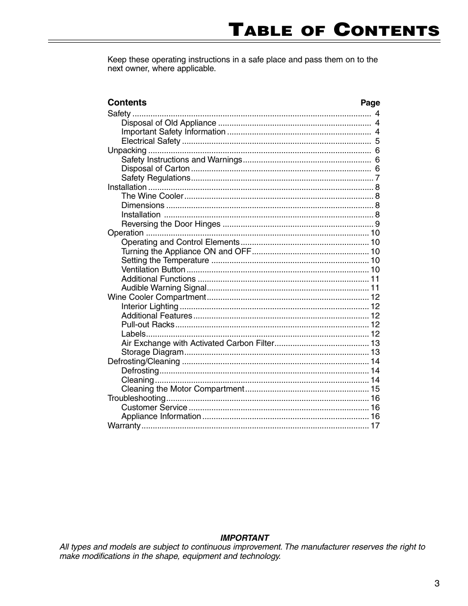 Able, Ontents | Liebherr WS 40 User Manual | Page 3 / 17