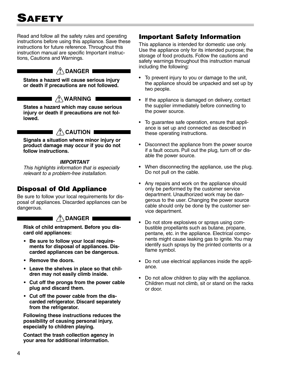Afety | Liebherr WS 40 User Manual | Page 4 / 17