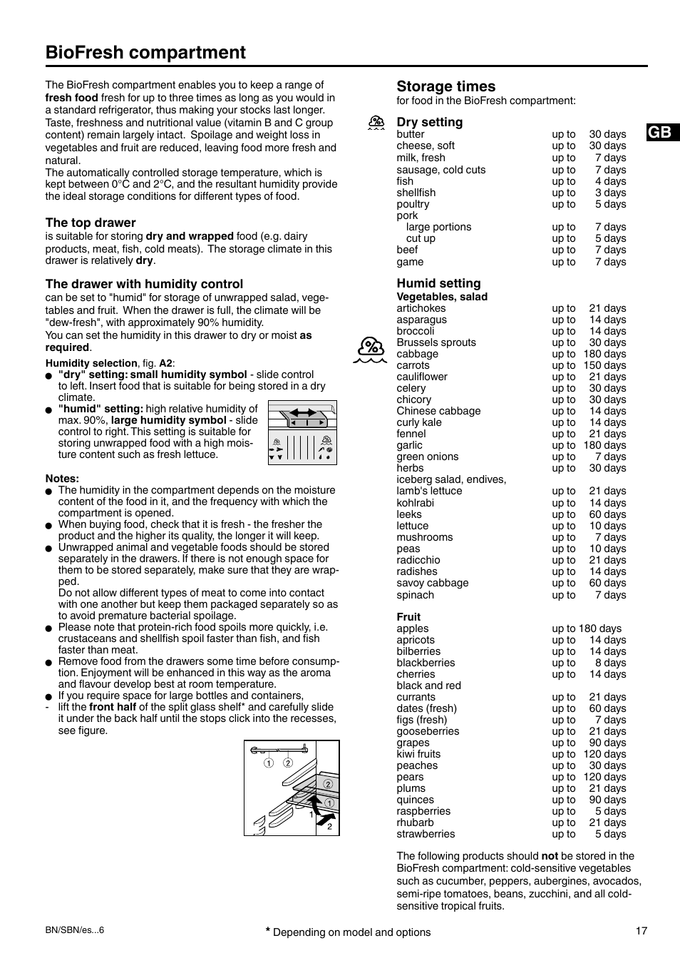 Biofresh compartment, Storage times | Liebherr 7082 344-01 User Manual | Page 7 / 11