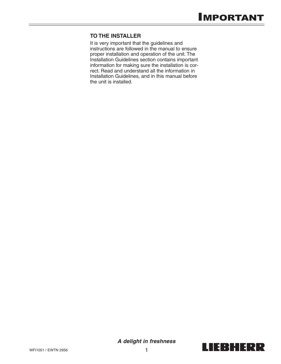 Mportant | Liebherr EWTN User Manual | Page 3 / 35