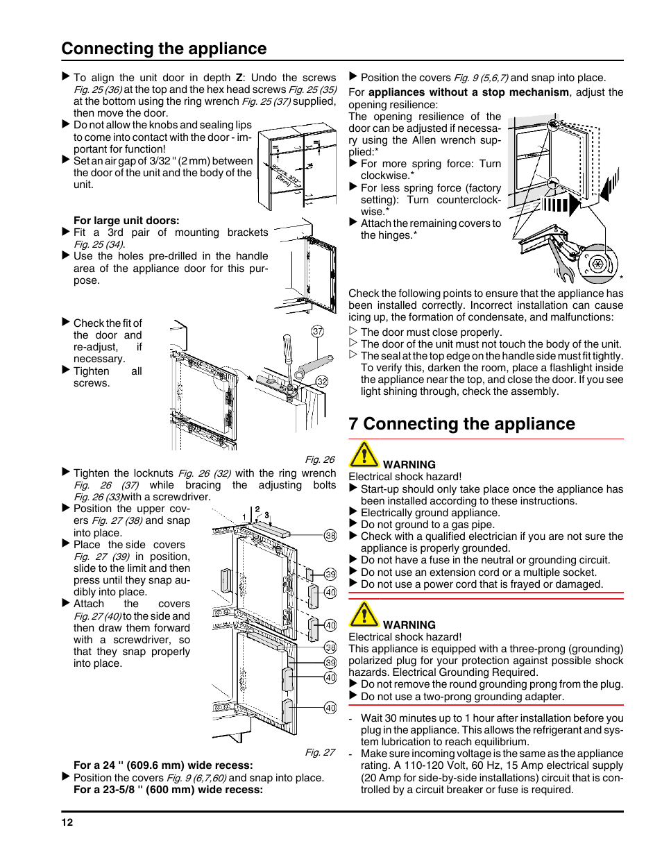 7connecting the appliance, 7 connecting the appliance, Connecting the appliance | Liebherr HC1001 User Manual | Page 12 / 14